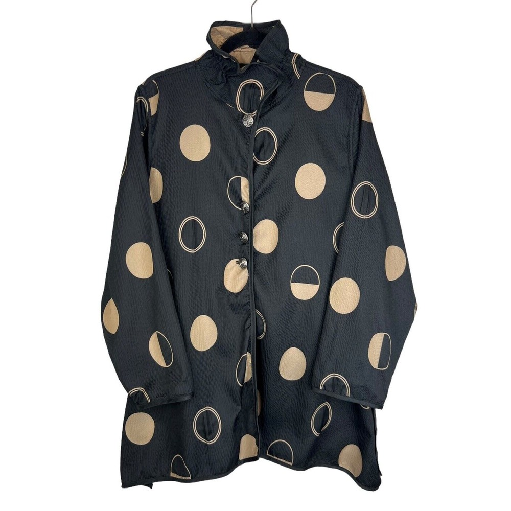 NEW I-Reversibles Water Repellant Coat Size XL Pockets Art to Wear Polka Dot